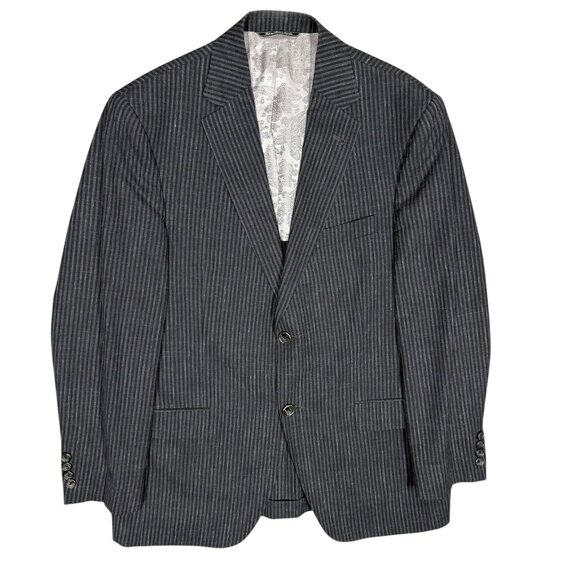 Jack Victor Wool Linen Silk Blazer Half Lined Sport Coat Striped Grey 40R - Picture 1 of 9